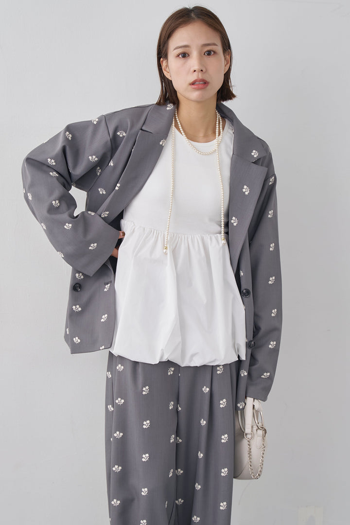 [予約]フラワー刺繍ツイルテーラードジャケット