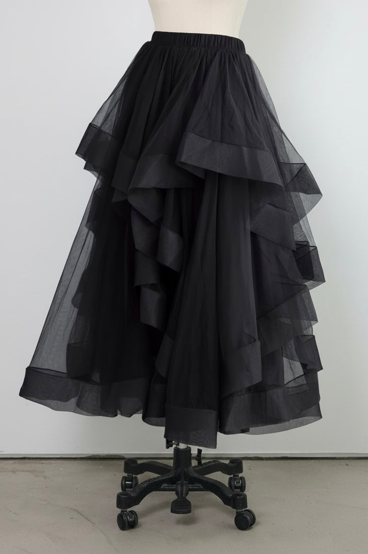 予約]ランダムフリルティアードボリュームスカート – Frene
