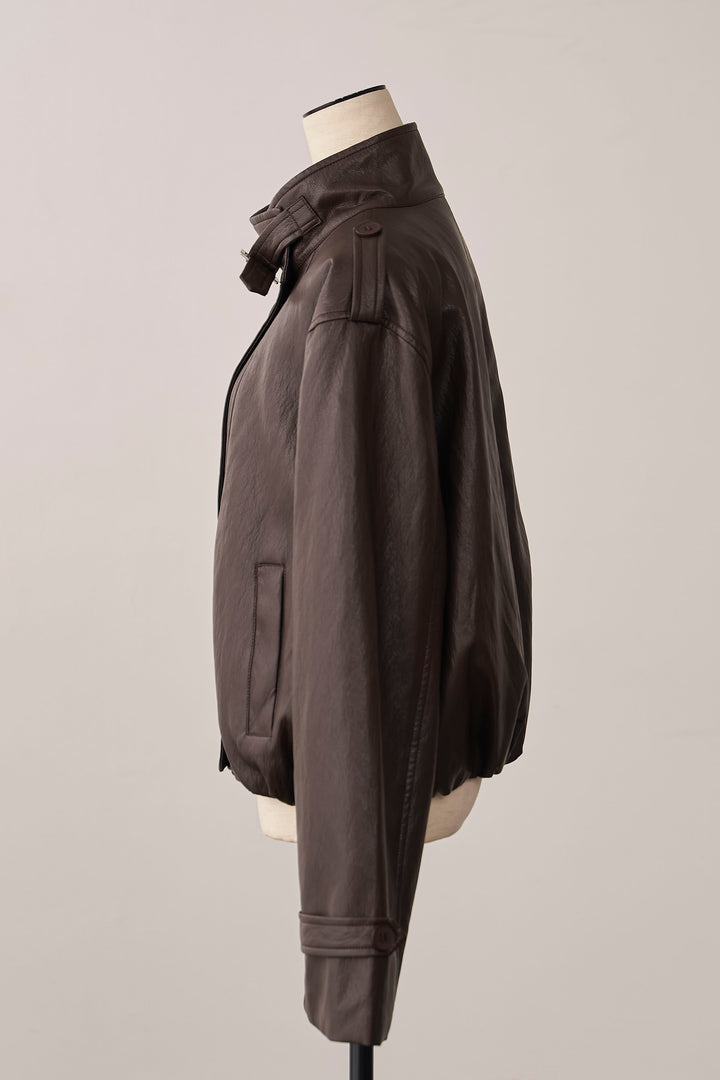 [予約]レザーライククロップドジャケット