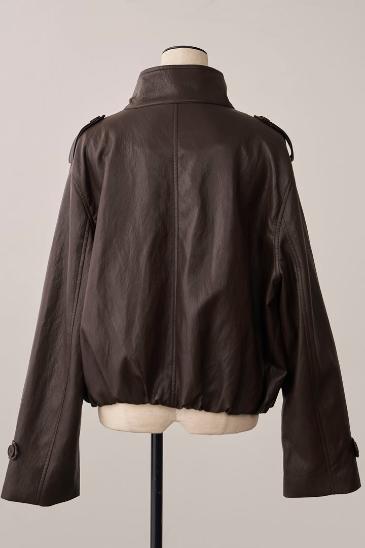 [予約]レザーライククロップドジャケット