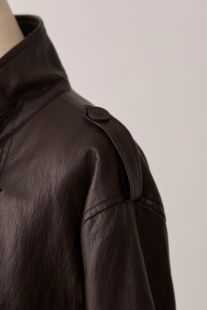 [予約]レザーライククロップドジャケット