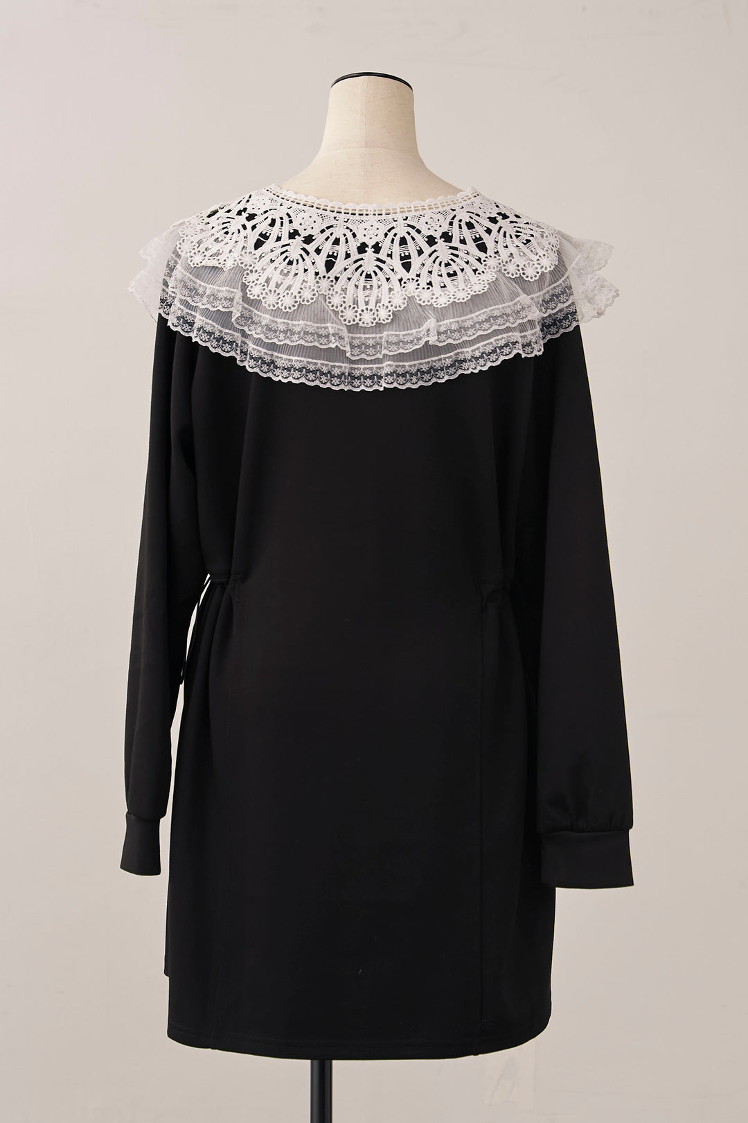 [予約]ダブルレースカラーウエストシェイプミニワンピ