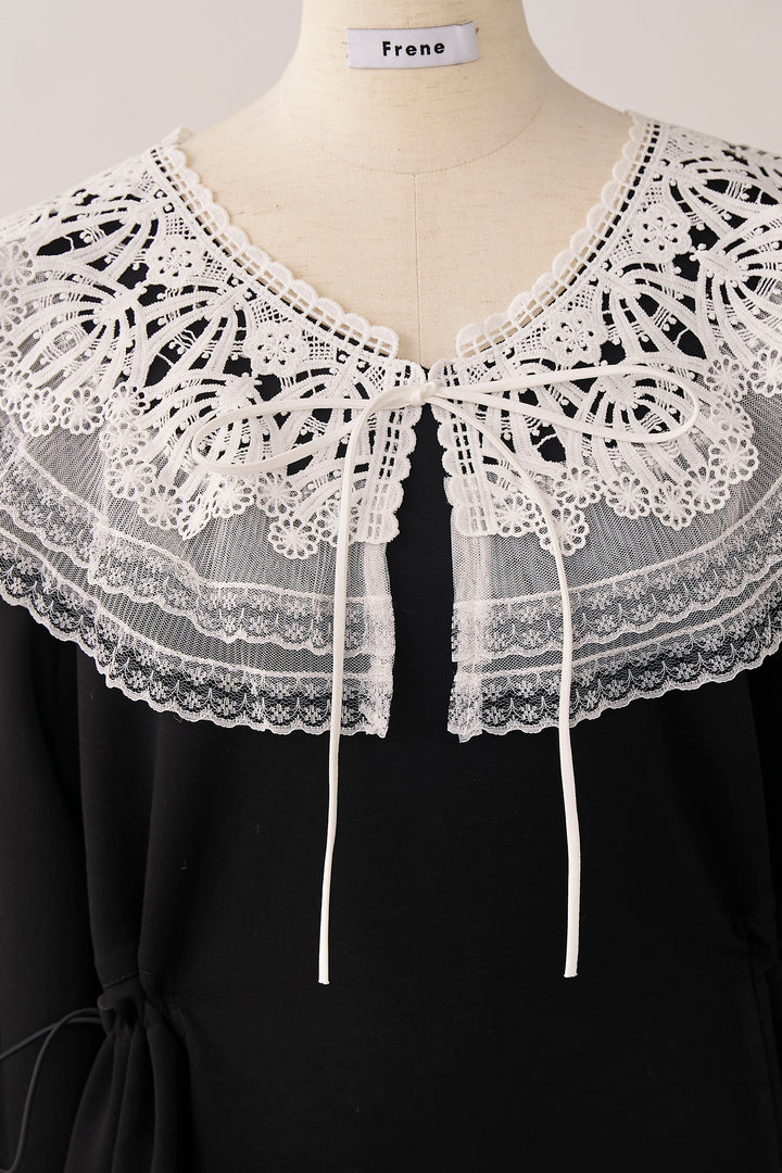 [予約]ダブルレースカラーウエストシェイプミニワンピ