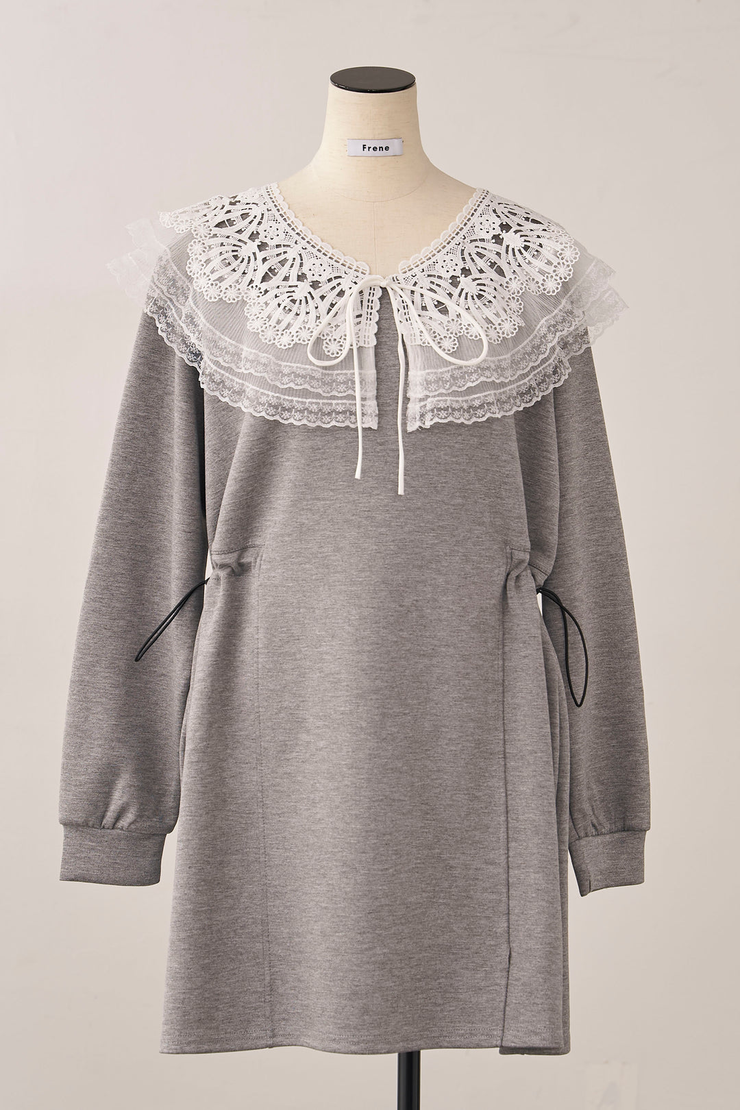 [予約]ダブルレースカラーウエストシェイプミニワンピ