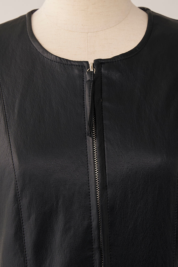 [予約]フロントZIPレザーライクジャンスカ