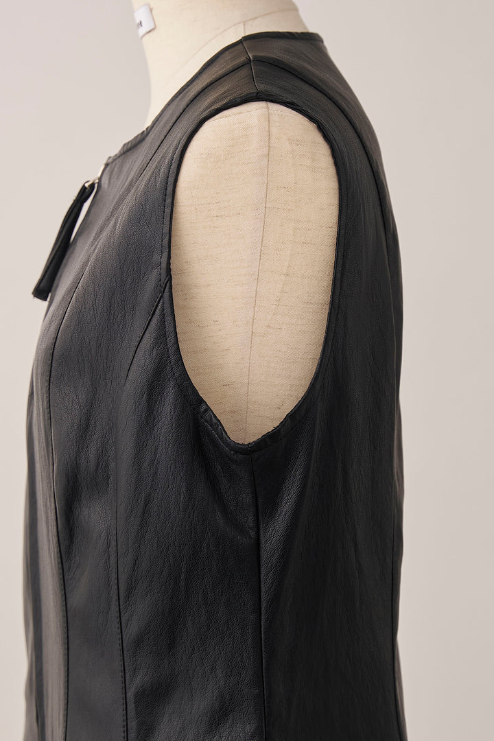 [予約]フロントZIPレザーライクジャンスカ