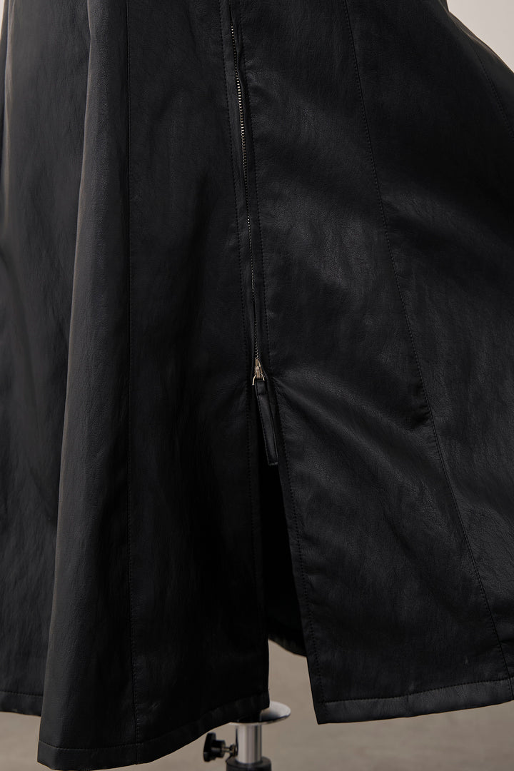 [予約]フロントZIPレザーライクジャンスカ