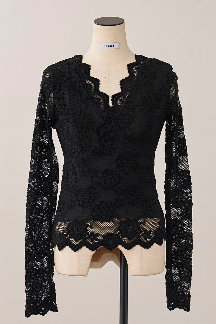 [予約]クラシカルレースVネックトップス