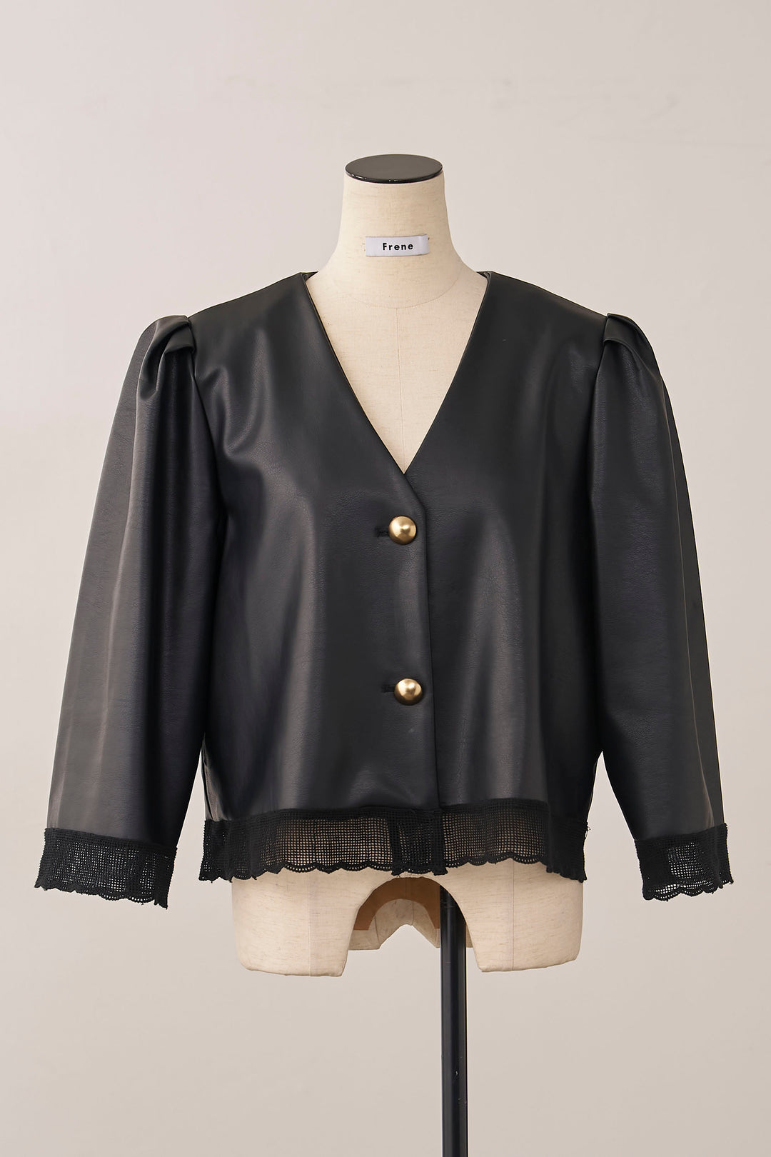 [予約]フェイクレザーパフスリーブジャケット