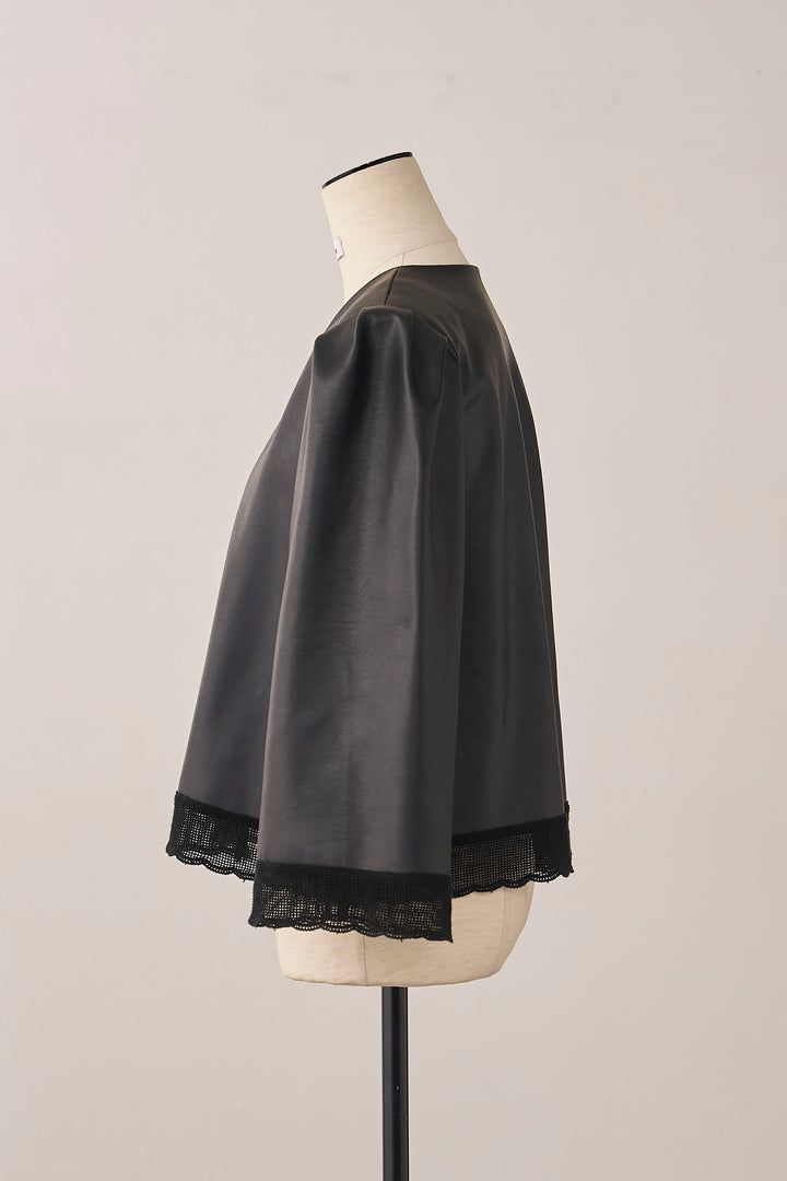 [予約]フェイクレザーパフスリーブジャケット