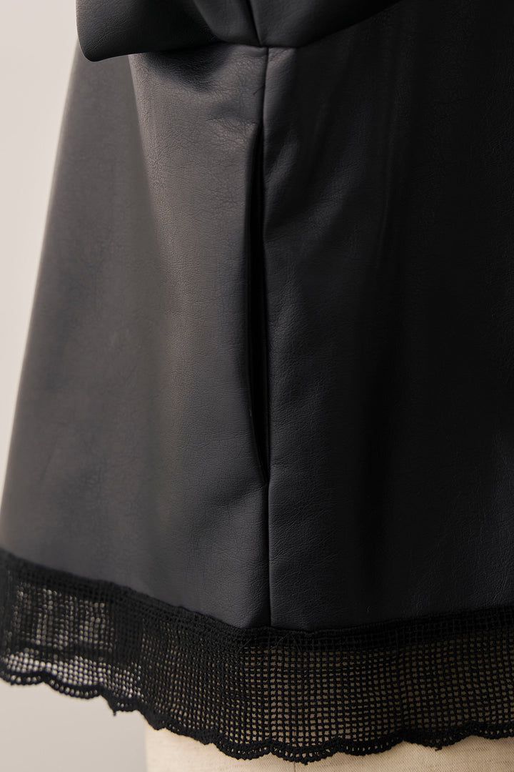 [予約]フェイクレザーパフスリーブジャケット