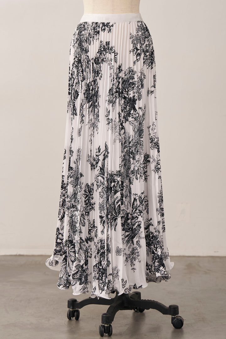 [予約]モノトーントワル柄プリーツスカート