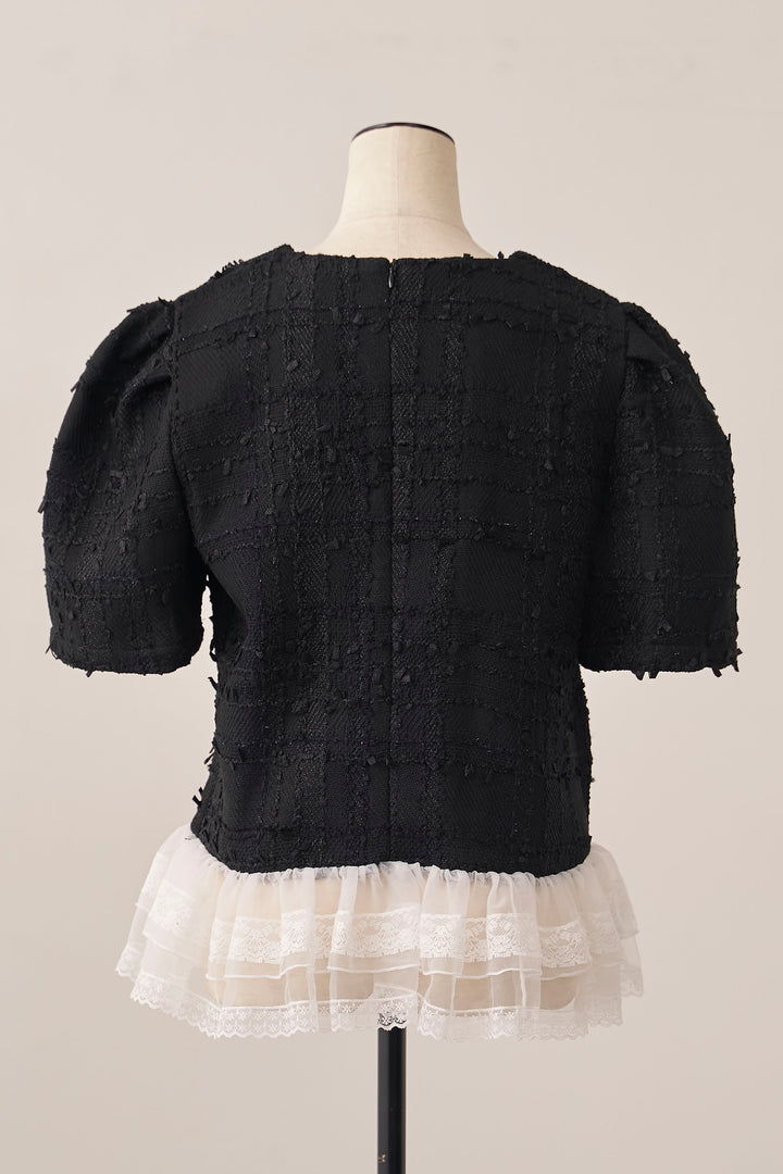 [予約]サマーツイード異素材ドッキングトップス