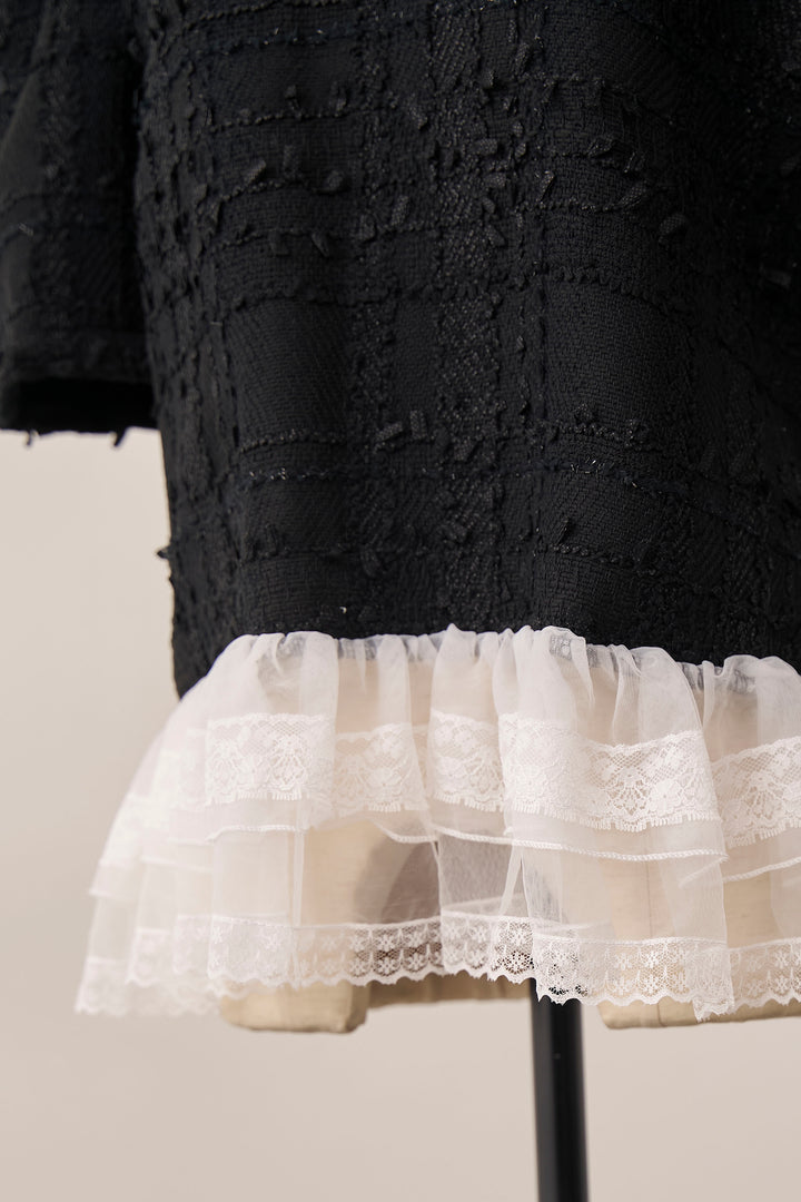 [予約]サマーツイード異素材ドッキングトップス