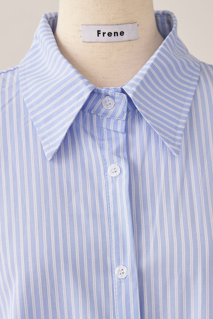 [予約]ストライプフリルヘムシャツチュニック
