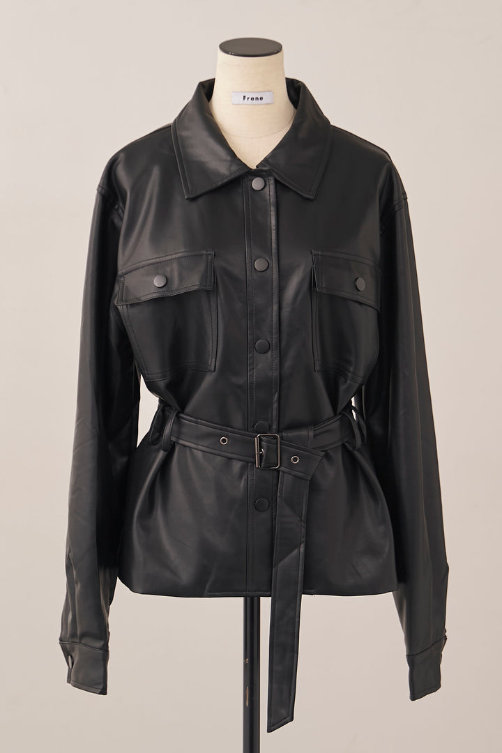 [予約]レザーライクウエストシェイプジャケット