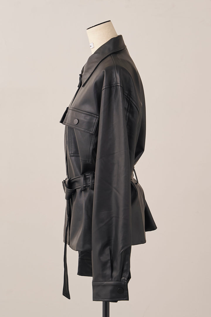 [予約]レザーライクウエストシェイプジャケット