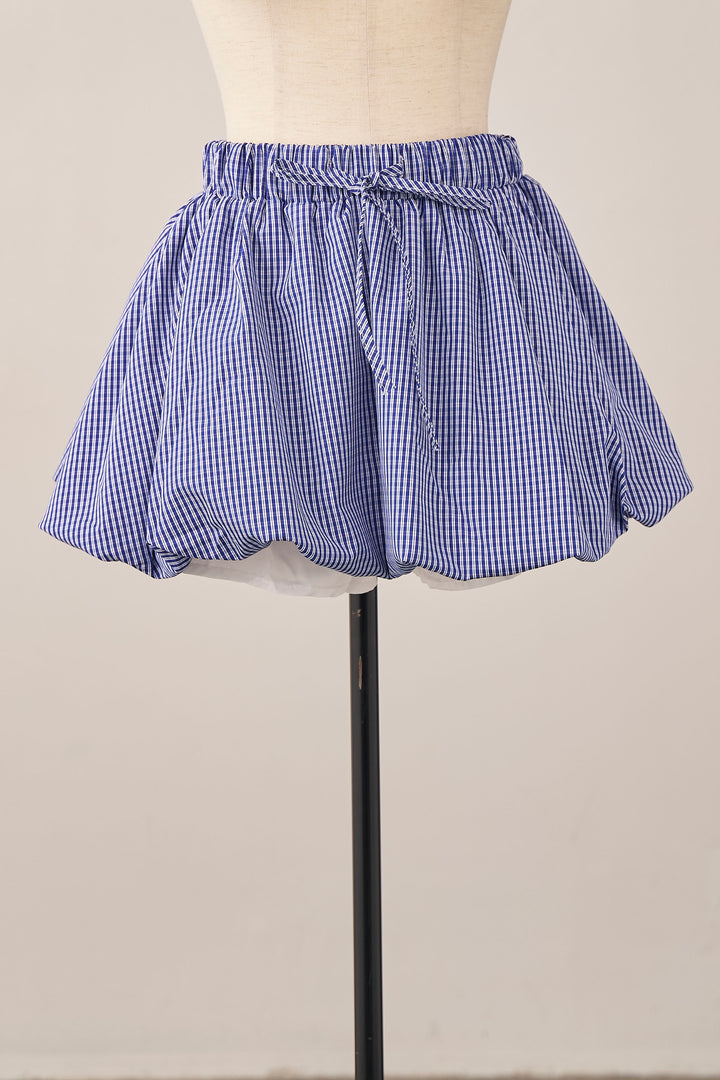 [予約]ギンガムチェックバルーンミニボトムセットアップ