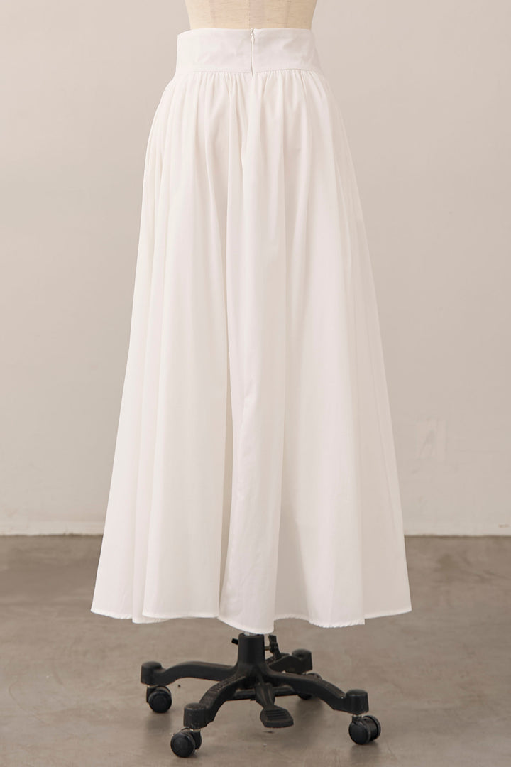 [予約]ギャザーフレア綿タッチスカート