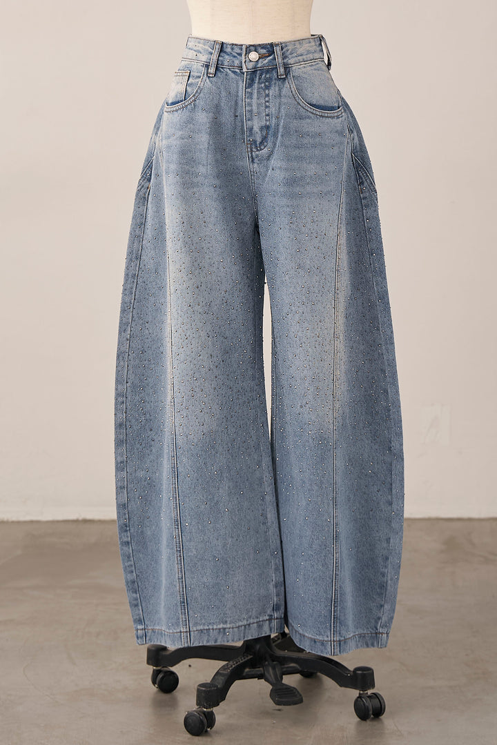 [予約]スパークルラインストーンカーブデニム