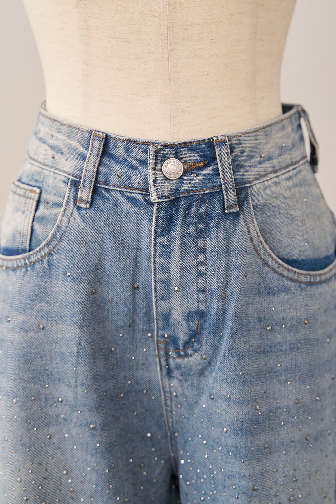 [予約]スパークルラインストーンカーブデニム