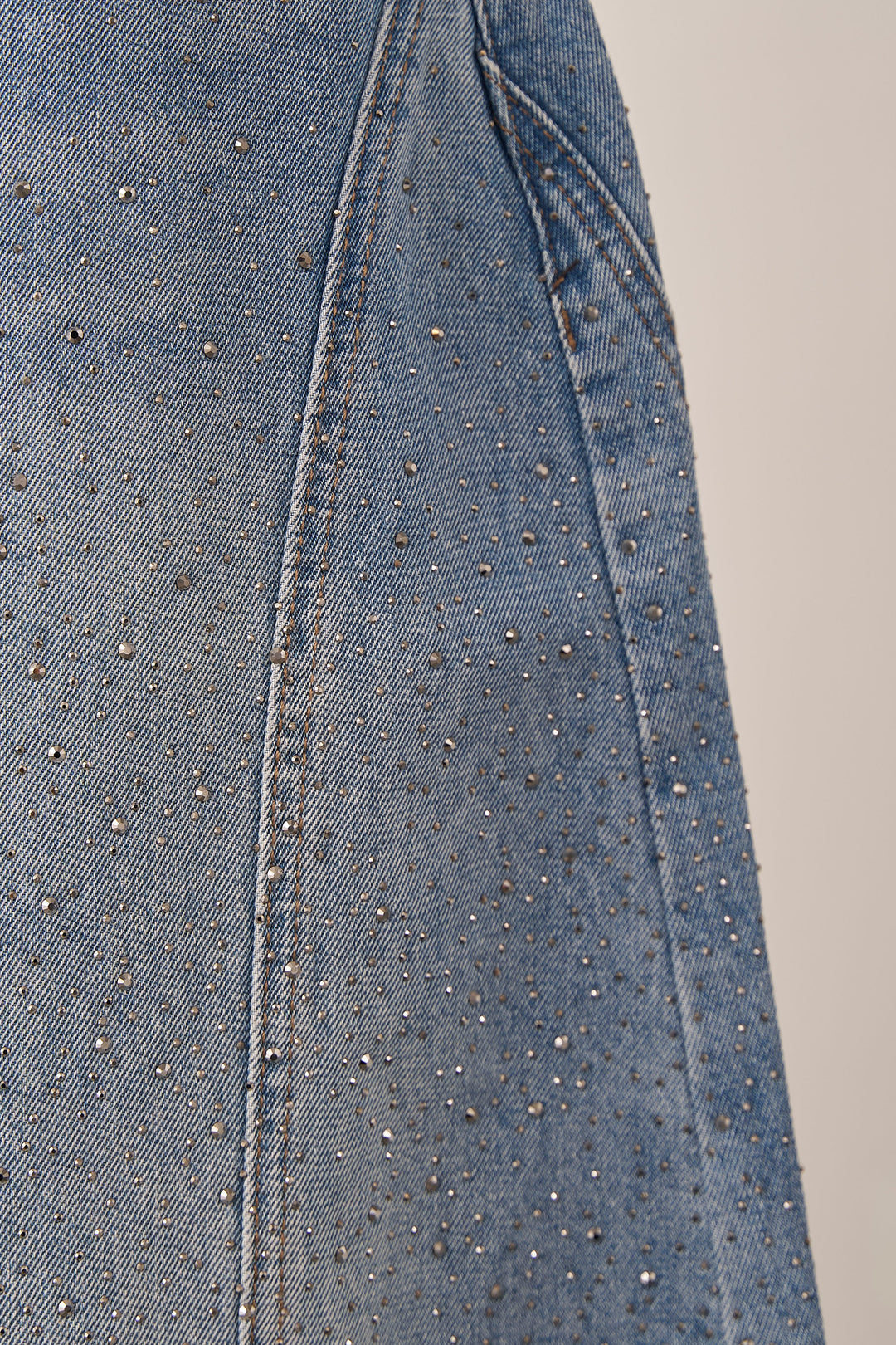[予約]スパークルラインストーンカーブデニム