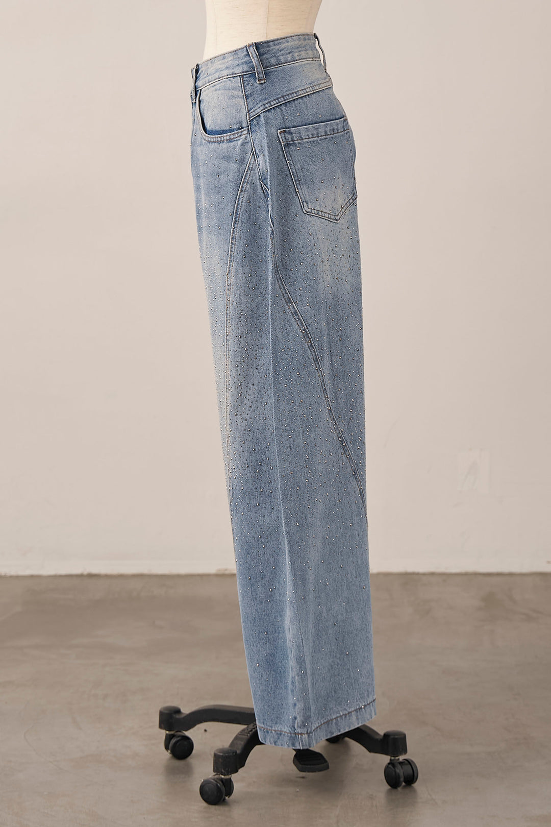 [予約]スパークルラインストーンカーブデニム
