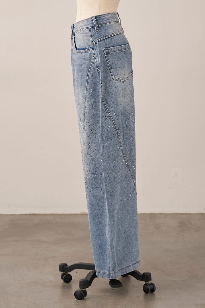 [予約]スパークルラインストーンカーブデニム