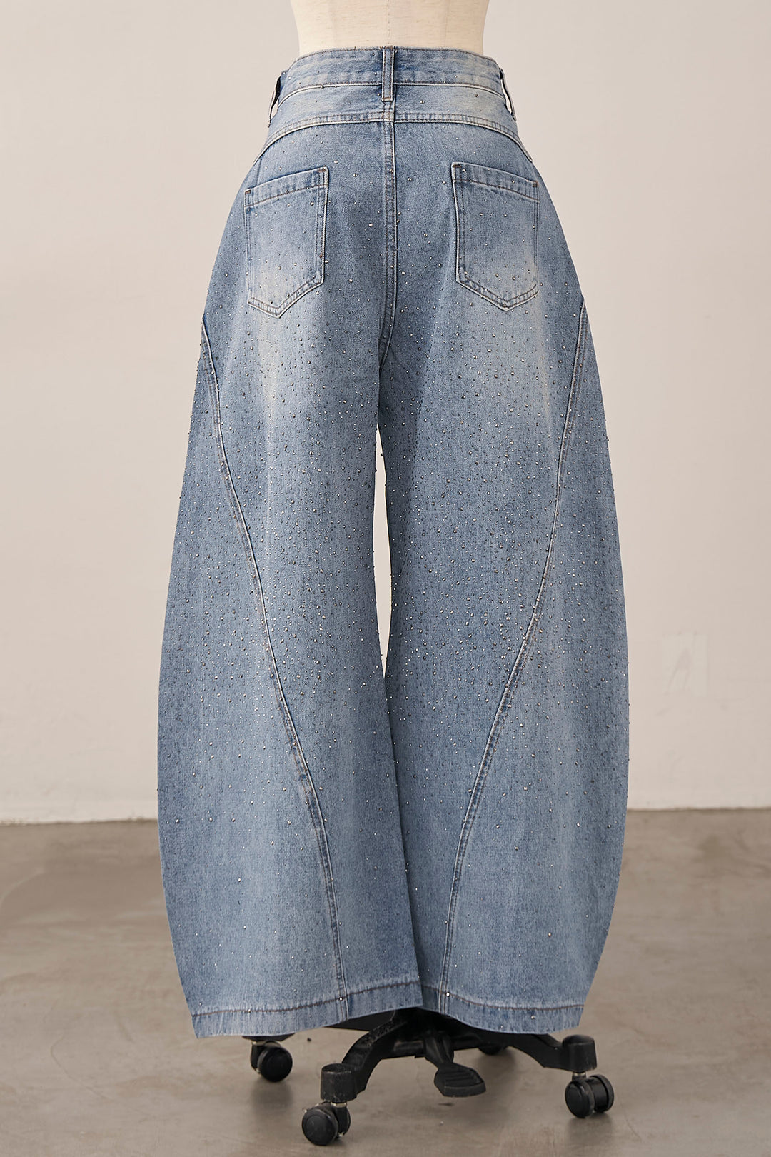 [予約]スパークルラインストーンカーブデニム