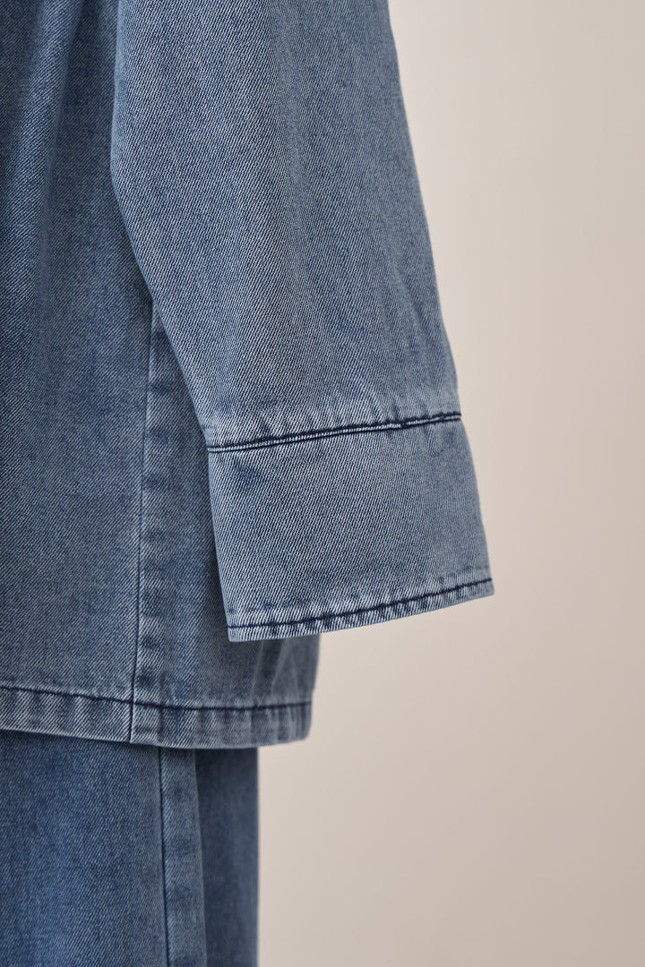 [予約]ノーカラーデニムルーズセットアップ