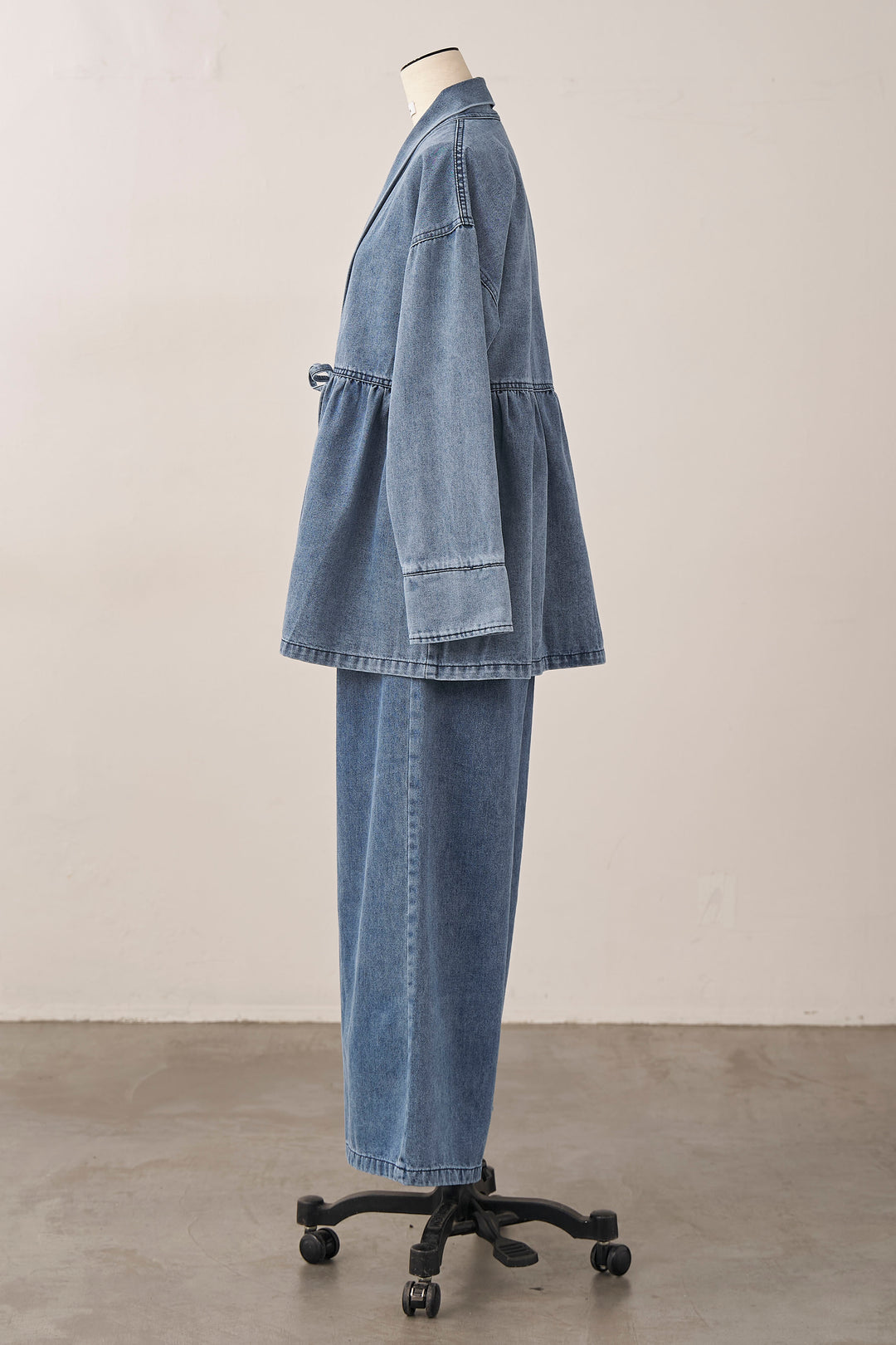 [予約]ノーカラーデニムルーズセットアップ