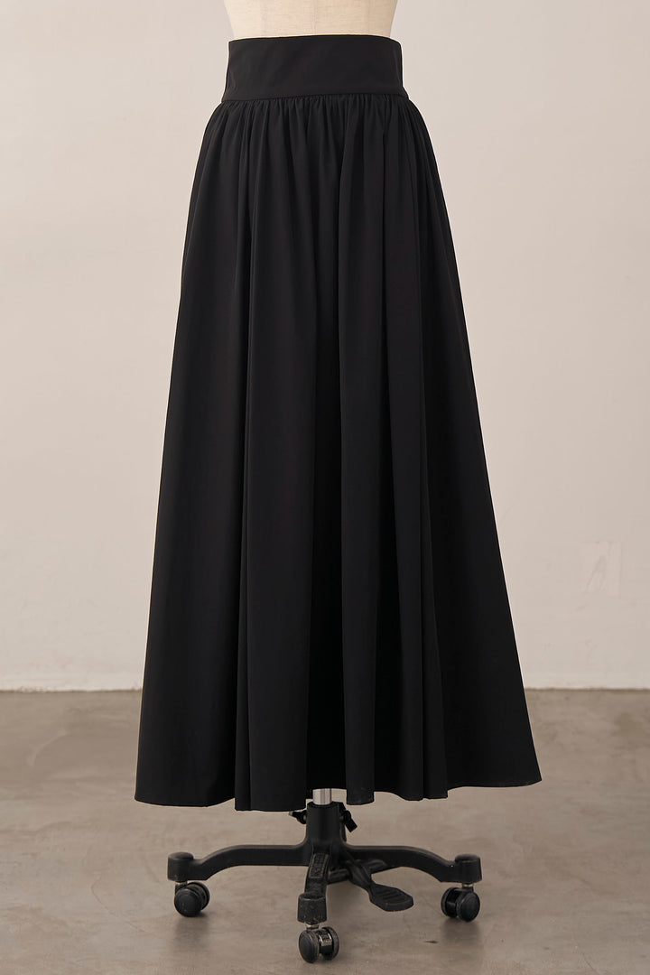 [予約]ギャザーフレア綿タッチスカート