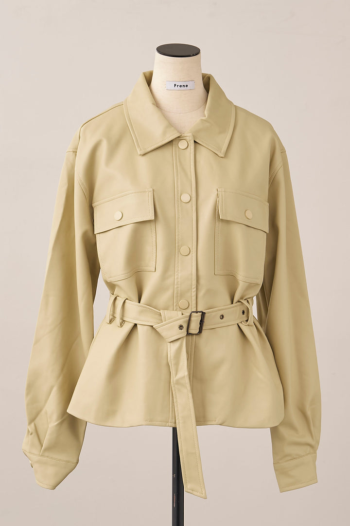 [予約]レザーライクウエストシェイプジャケット