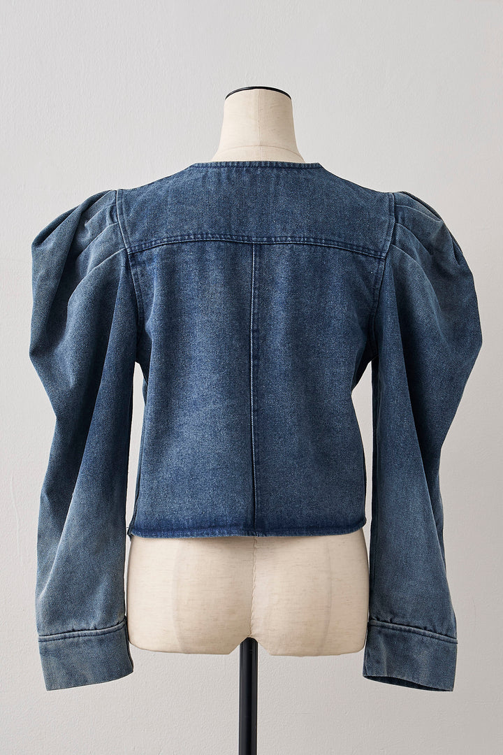 [予約]パフスリーブショートデニムジャケット
