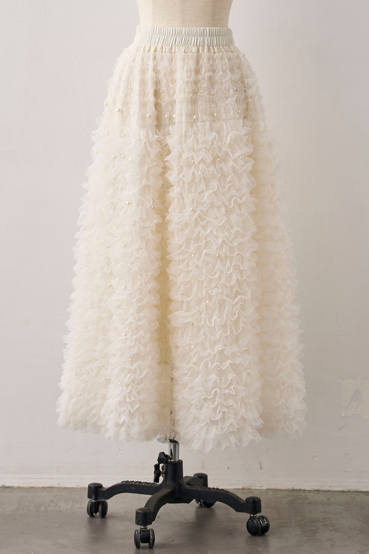 [予約]パール付きホイップチュールスカート