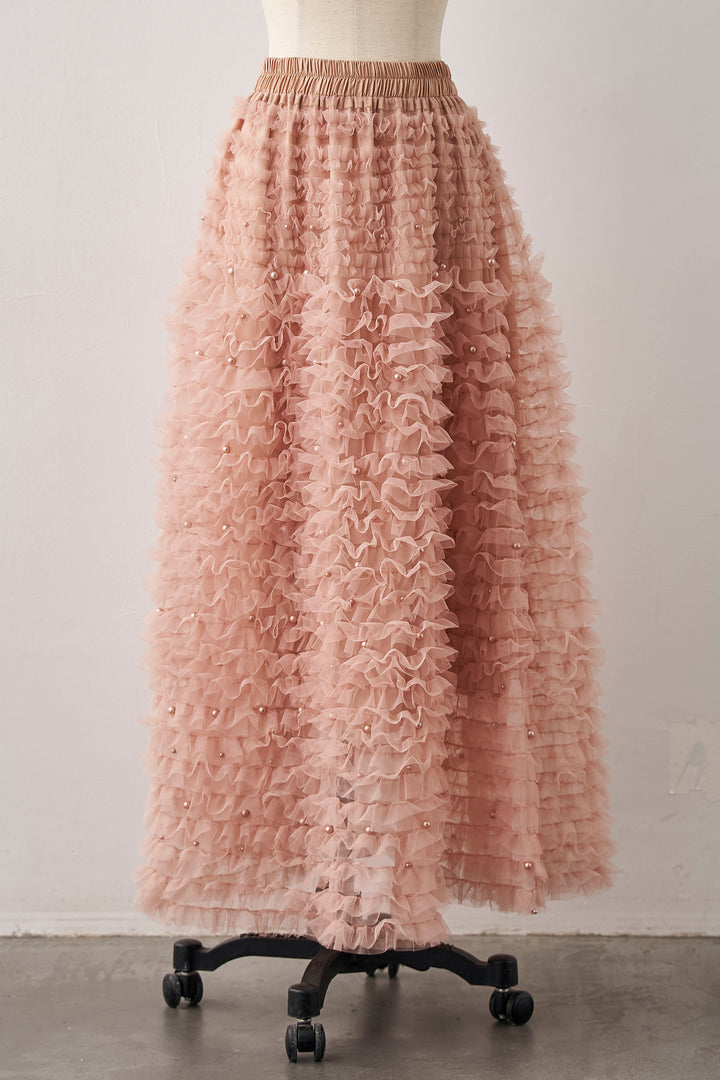 [予約]パール付きホイップチュールスカート