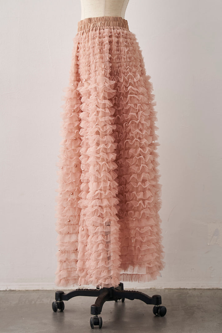 [予約]パール付きホイップチュールスカート