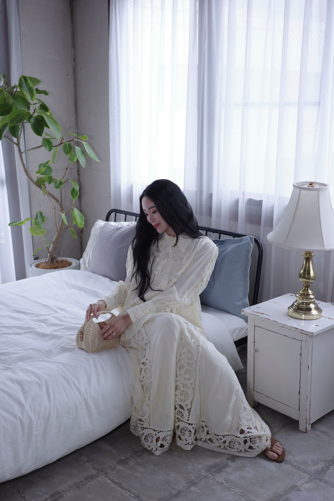 [予約]ヴィンテージライクレースシャツセットアップ