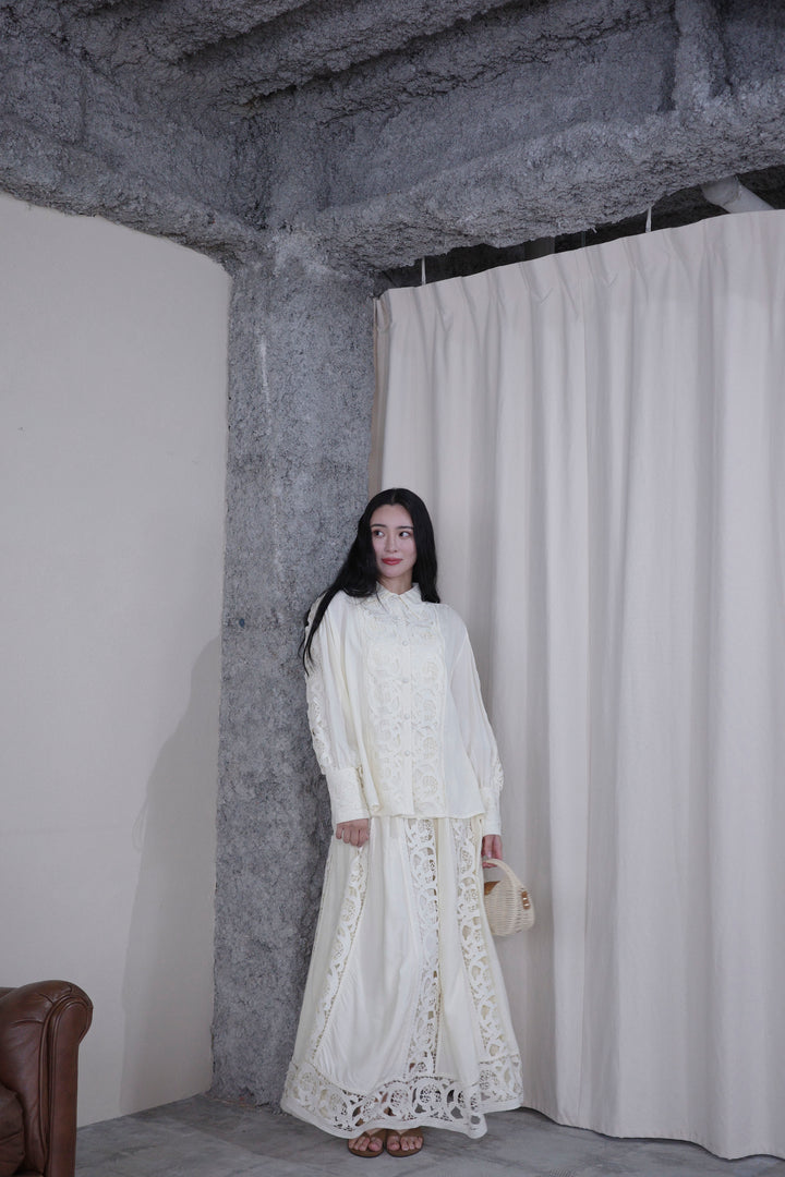 [予約]ヴィンテージライクレースシャツセットアップ