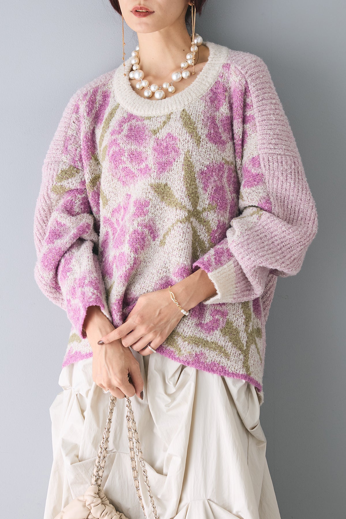 予約]ブークレジャガードフラワーニット – Frene