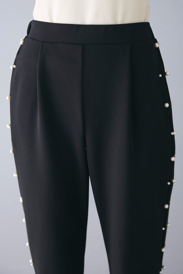 [予約/SET]裾シャーリングフリルベスト+サイドパール裾タックジョガーパンツ(2set)