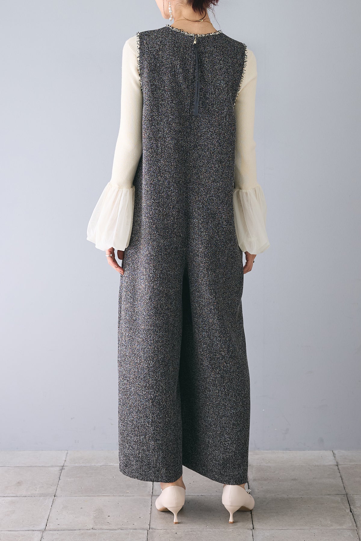 予約]フリンジツイードサロペ – Frene