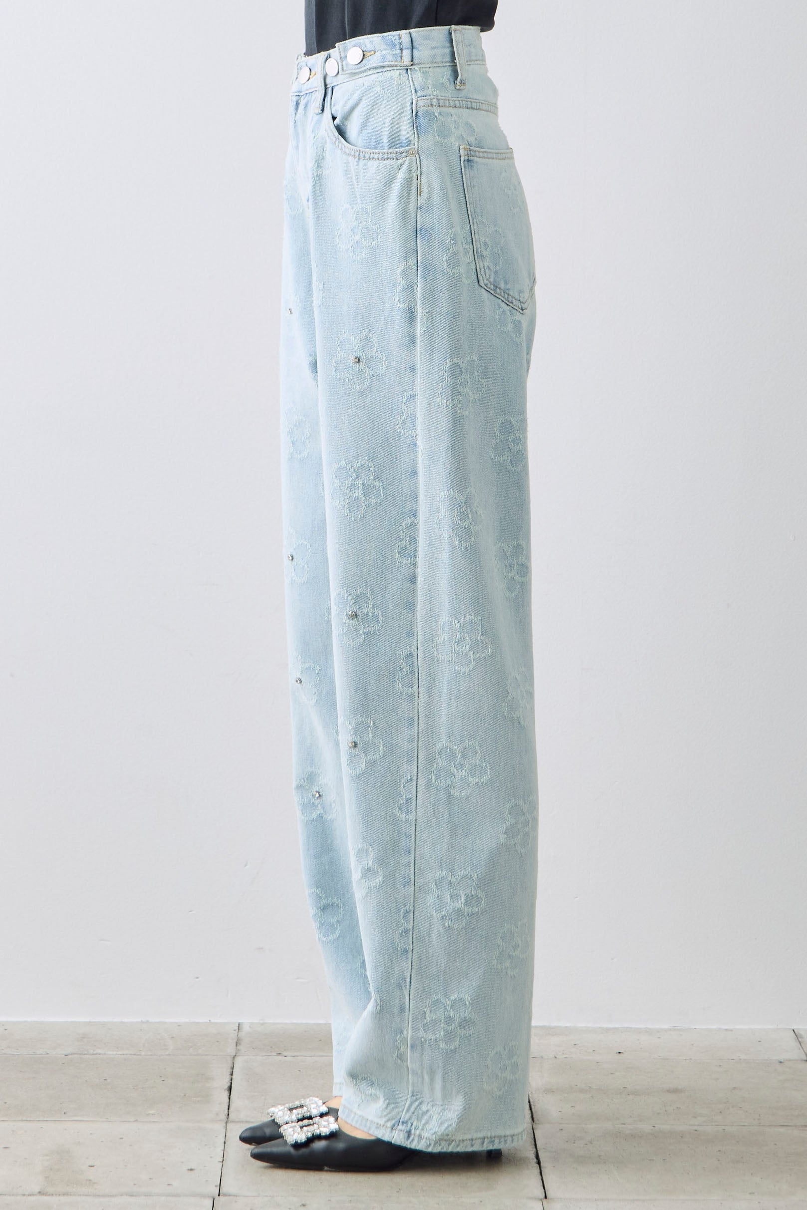 【試着のみ】FETICO デニム パンツ ジーンズ 花柄 ジャガード FETICO ジーンズ デニム デニムパンツ 「FETICO/フェティコ