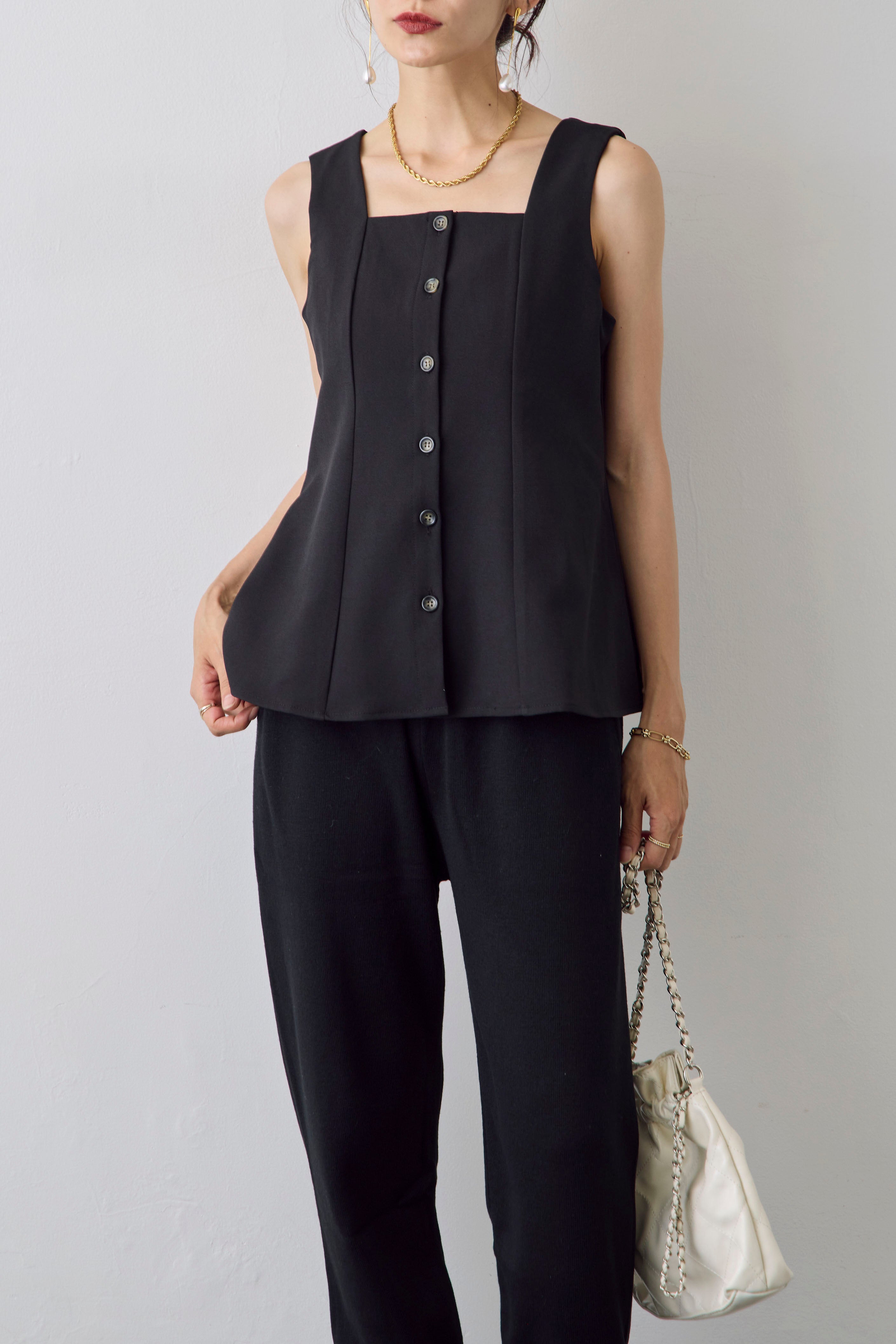 フラーネ　Freneフリル襟ブラウス　ベストセット Tops – Frene