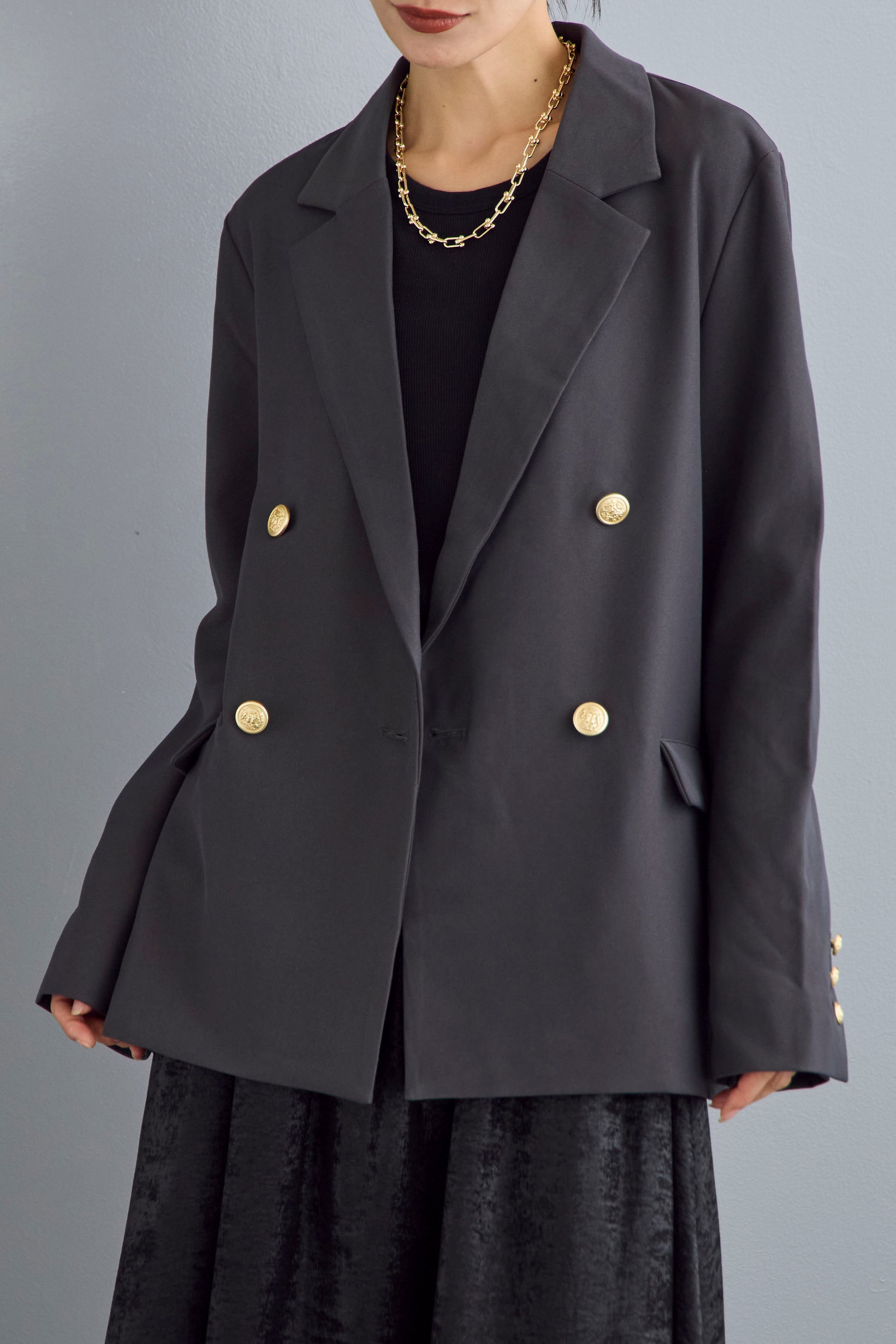 ESCADA ゴールドボタンダブルフェイスジャケット 紺 サイズ36*TC823 ESCADA ゴールドボタンダブルフェイスジャケット 紺 サイズ36
