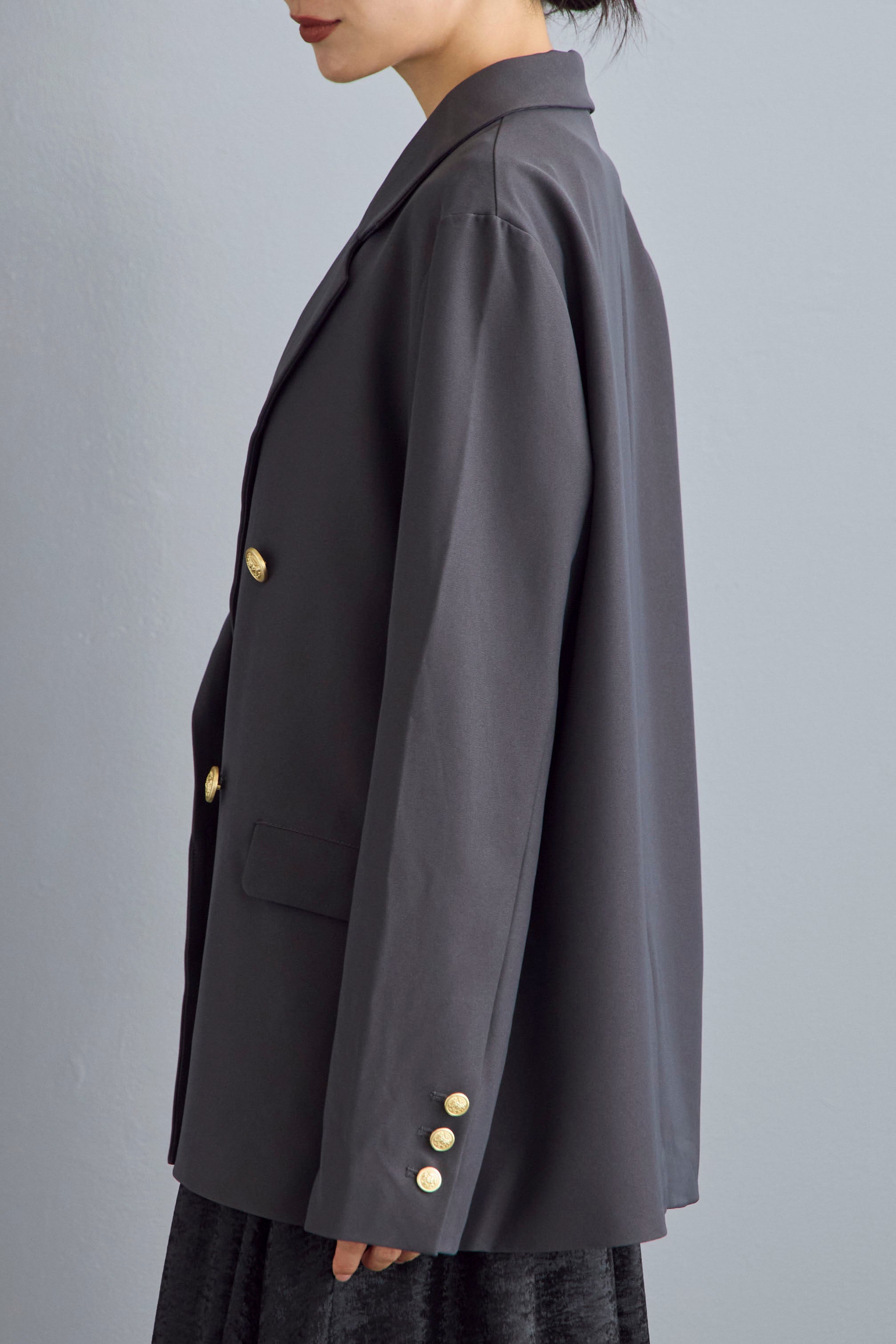 予約]ゴールドダブルボタンテーラージャケット – Frene