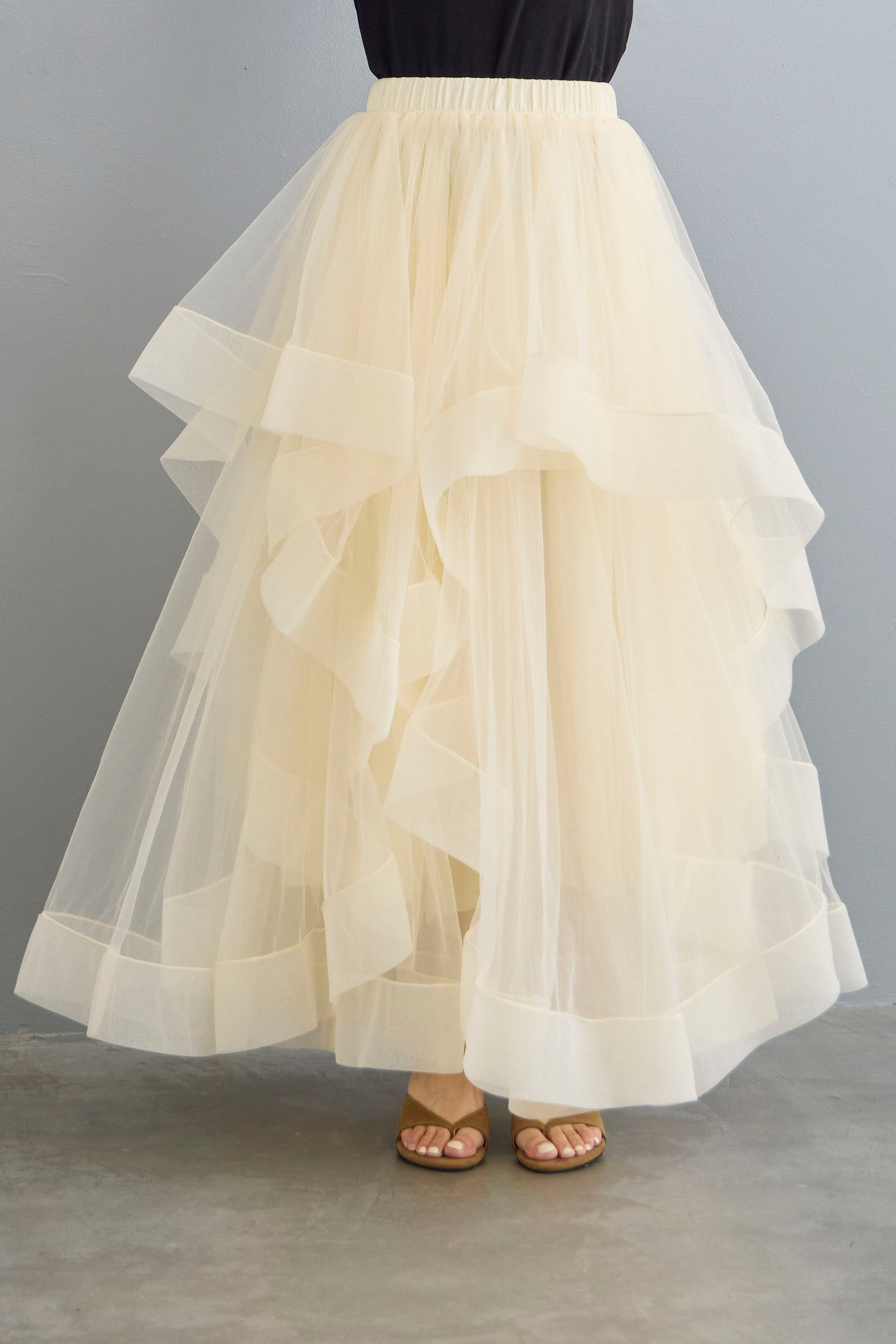 予約]ランダムフリルティアードボリュームスカート – Frene