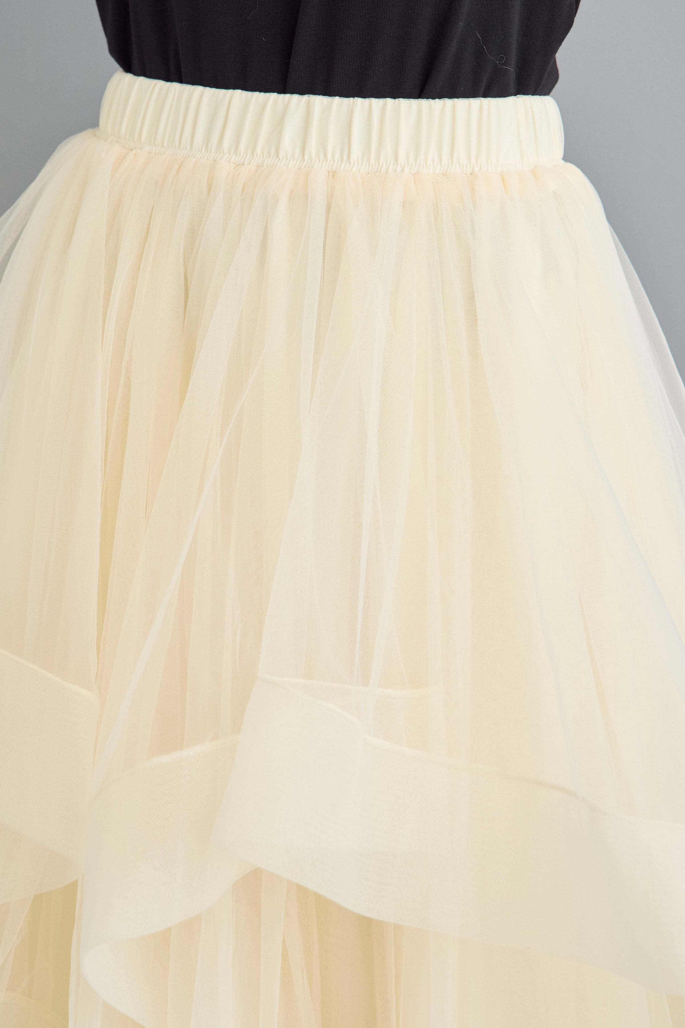 予約]ランダムフリルティアードボリュームスカート – Frene