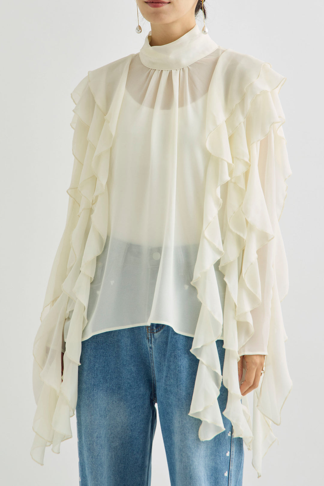 [予約]シフォンツイストラッフルブラウス