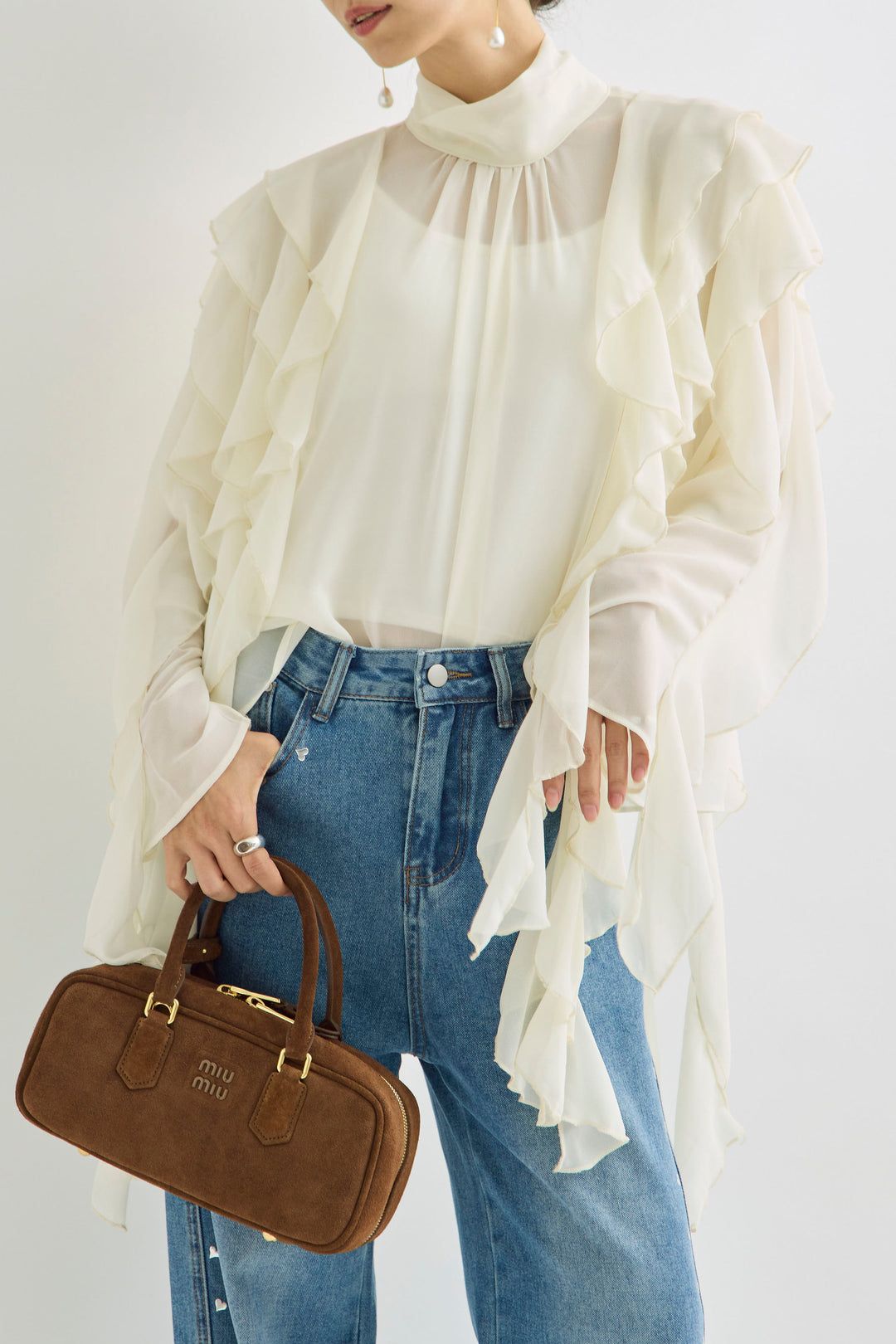 [予約]シフォンツイストラッフルブラウス